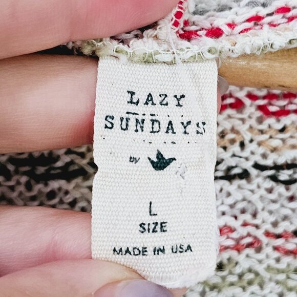 Lazy Sundays‎ Boho Hippie Hooded Womens Woven Striped Sweater L Size《882》J - Picture 3 of 5